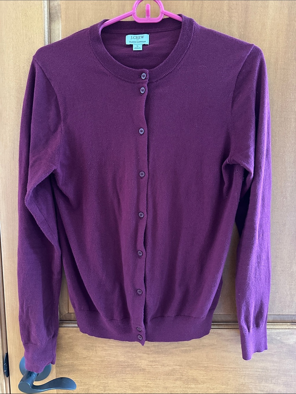 J. Crew Women's Maroon Button-Up Crewneck Cardigan small